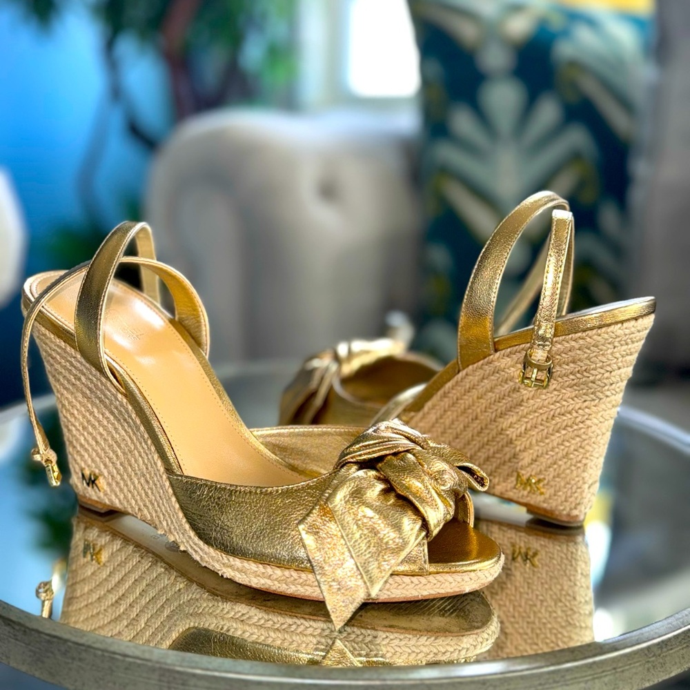 Michael Kors gold wedge